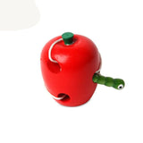 Montessori Kids Educational Toys Fun Wooden toy Worm Eat Fruit Apple pear Early Learning