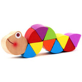 Montessori Kids Educational Toys Fun Wooden toy Worm Eat Fruit Apple pear Early Learning
