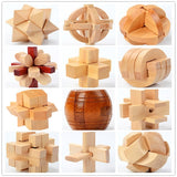 Classic 3D Wooden Puzzle Lock Toys Cube Game Model Kit Design IQ Brain
